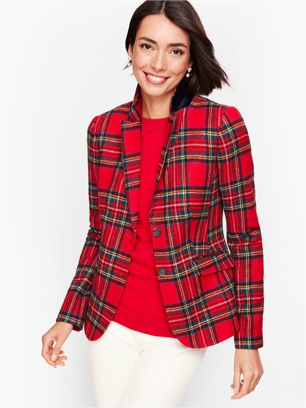 Talbots SHETLAND Wool-blend Plaid Blazer - Picture 14 of 15